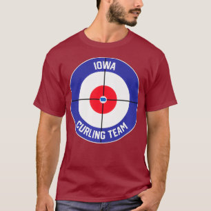 Iowa Curling Team Sweep Rock IA Staat Kontur T-Shirt