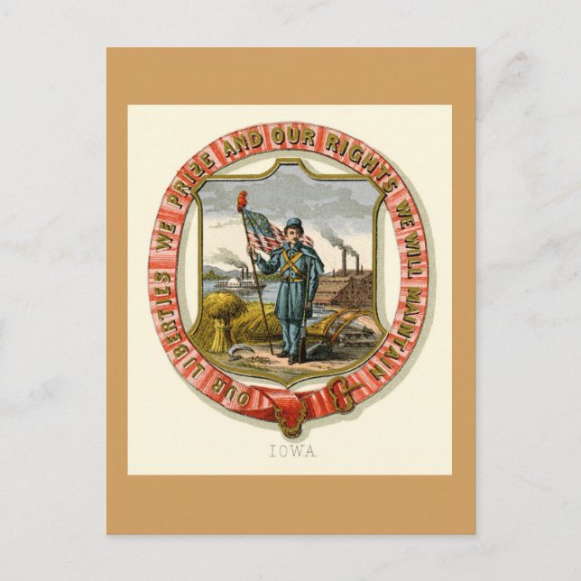 Iowa Die Staat-Waffen (1876) Postkarte (Vorderseite)
