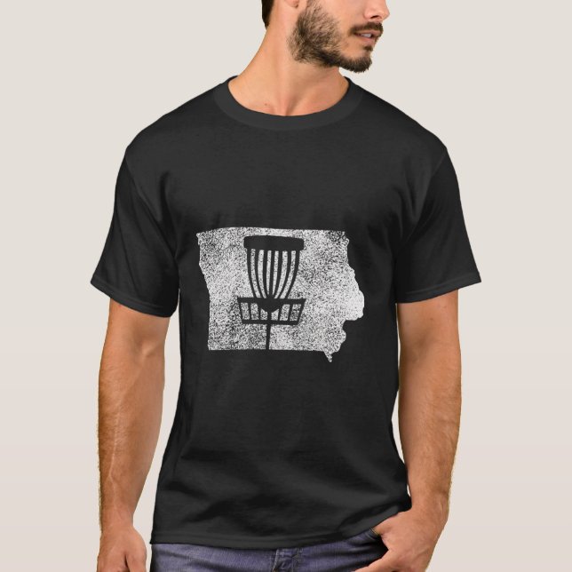 Iowa Disk Golf Staat mit korbgepresstem Grafik T-Shirt (Vorderseite)