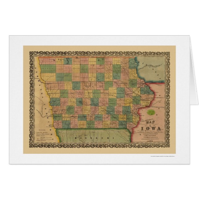 Iowa-Eisenbahn-Zug-Karte 1855 (Vorderseite (Horizontal))