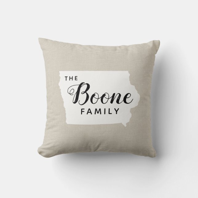 Iowa Family Monogram Staat Throw Pillow Kissen (Vorderseite)