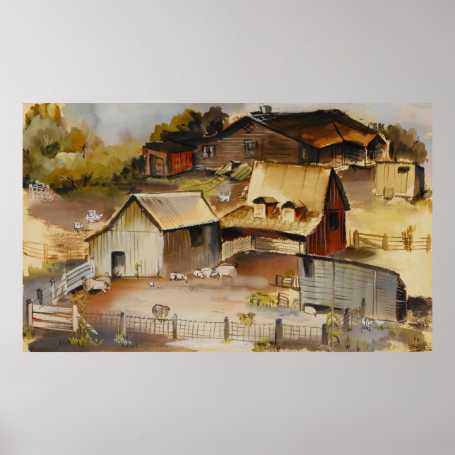 Iowa Farm Ruth Ziegler Rustikale Amerikanische Kun Poster (Vorne)