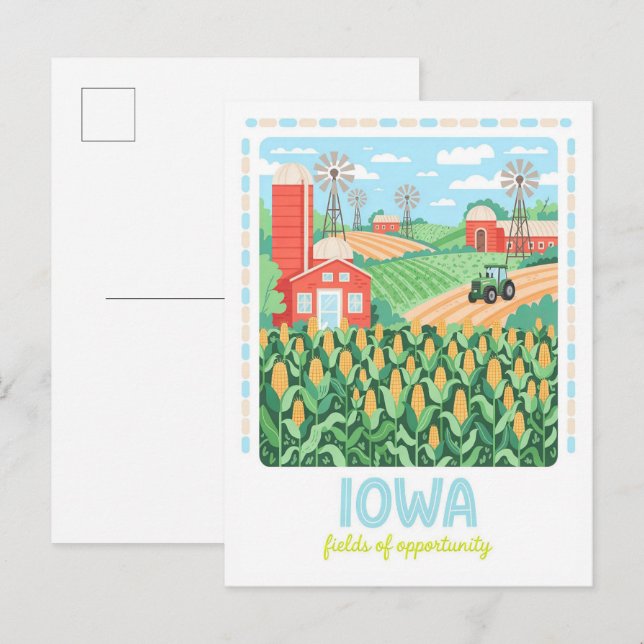 Iowa Fields of Opportunity USA Summer Travel Postkarte (Vorne/Hinten)