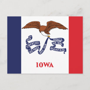 Iowa-Flagge Hawkeye-Staat Adler & Motto Postkarte