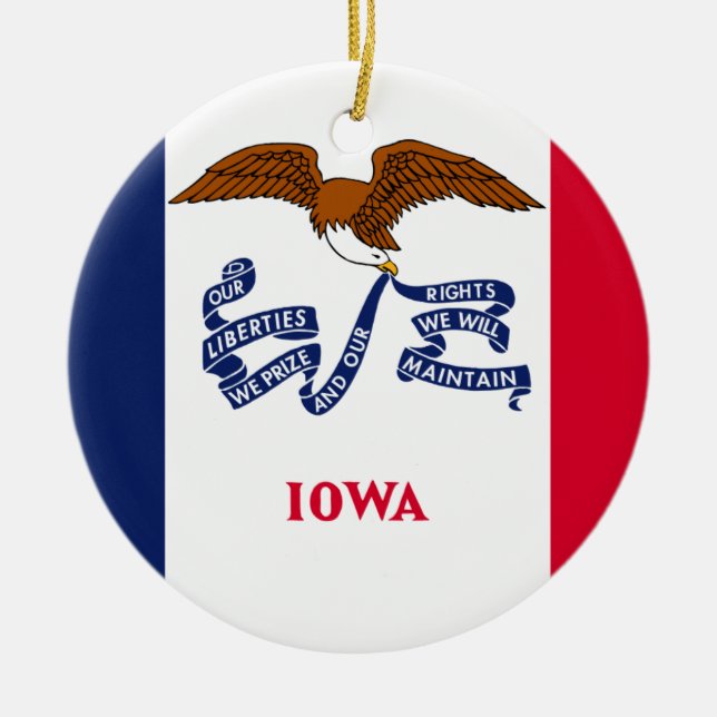 Iowa-Flagge Keramik Ornament (Vorne)