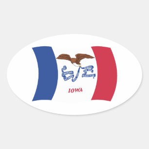 Iowa-Flaggenaufkleber Ovaler Aufkleber
