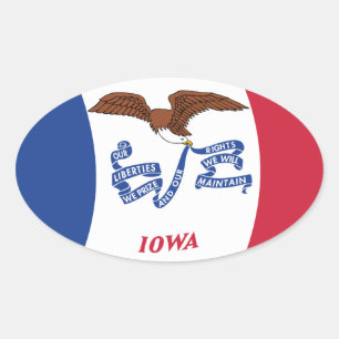 Iowa-Flaggenaufkleber Ovaler Aufkleber