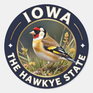 🌼 Iowa Goldfink Prairiele Erbe Runder Aufkleber