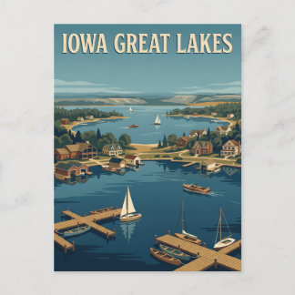 Iowa Great Lakes Vintage-Reiseplakat Postkarte