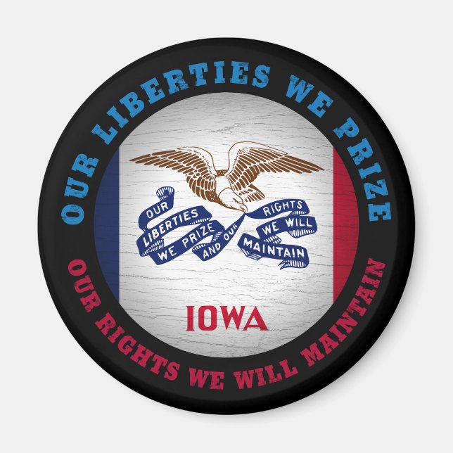 IOWA HAWKEYE STAAT FLAG MAGNET (Vorne)