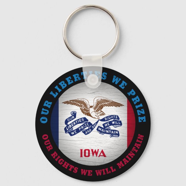 IOWA HAWKEYE STAAT FLAG SCHLÜSSELANHÄNGER (Vorderseite)