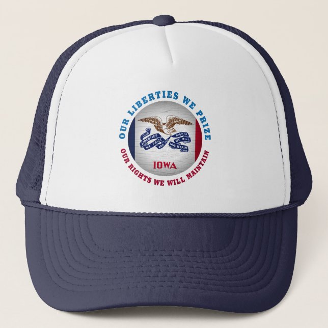 IOWA HAWKEYE STAAT FLAG TRUCKERKAPPE (Vorderseite)