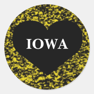 Iowa Heart Yellow Runder Aufkleber