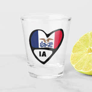 Iowa, IA Staatsflagge im Herzen, Shotglas Schnapsglas