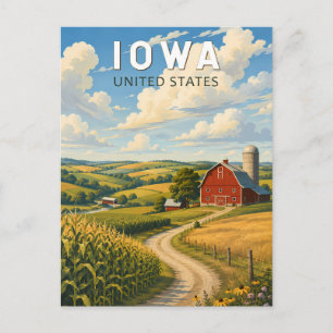 Iowa Illustration Reise Kunst Vintage Postkarte