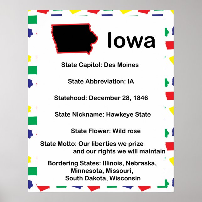 Iowa Information Educational US Staat Poster (Vorne)