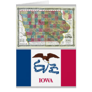 Iowa-Karte und Staats-Flagge