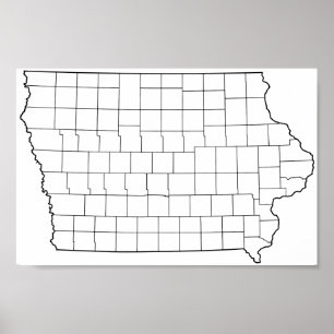 Iowa-Landkreis-leere Kontur-Karte Poster