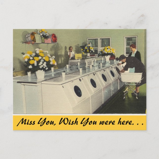 Iowa, Laundomat, Clinton Postkarte (Vorderseite)