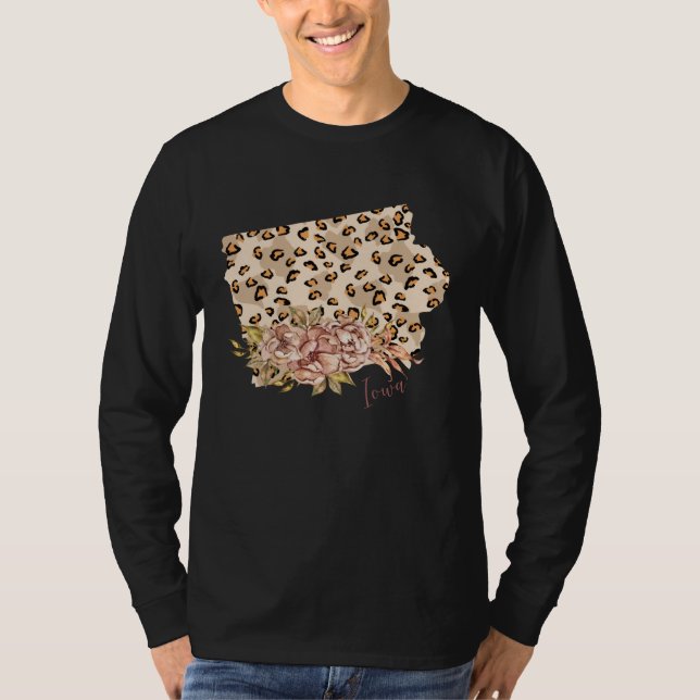 Iowa Leopard Pattern Map Leo State Of Iowa T-Shirt (Vorderseite)