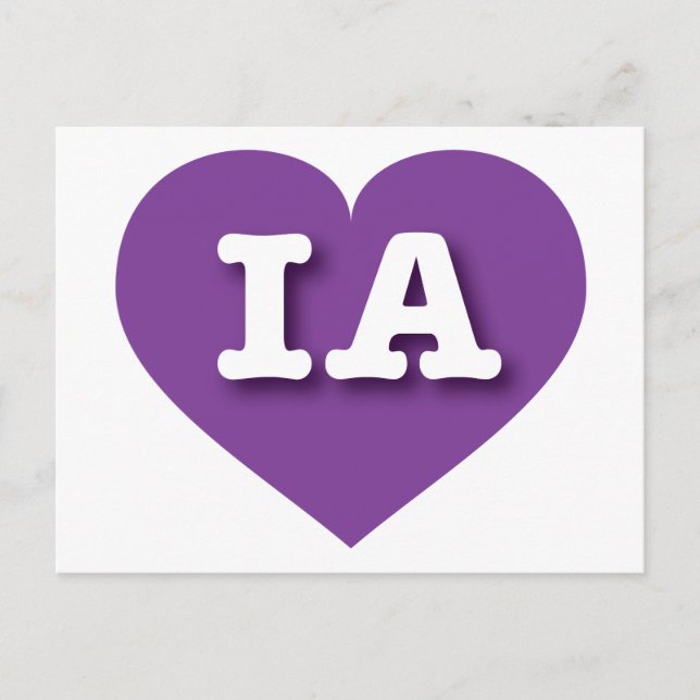 Iowa Lila Herz - I Liebe IA Postkarte (Vorderseite)