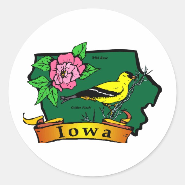 Iowa Map Runder Aufkleber (Vorderseite)