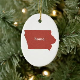 Iowa Map Shaped Zuhause Iowan Red Hawkeye Keramik Ornament