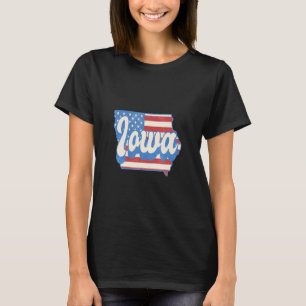 Iowa Map Staat American Flag 4. Juli Pride T-Shirt