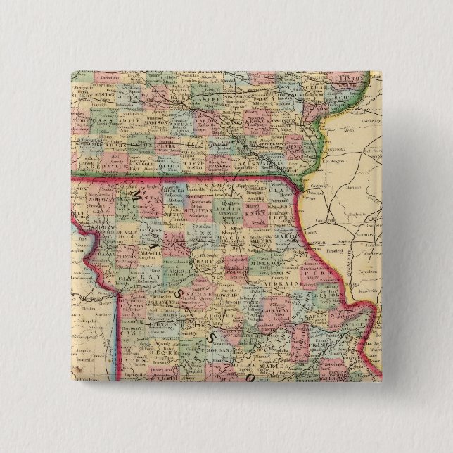Iowa, Missouri Map von Mitchell Button (Vorderseite)