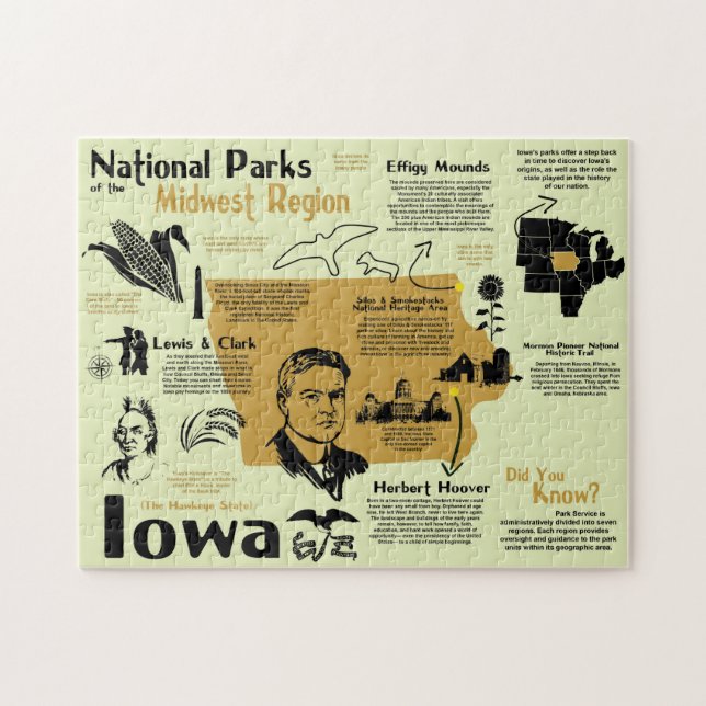 Iowa National Parks Infografik Karte (Horizontal)