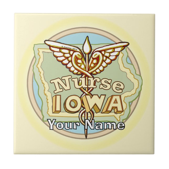 Iowa Nurse Caduceus Tile Fliese (Vorderseite)