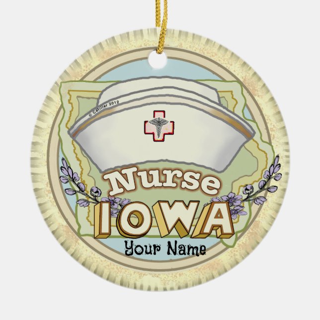 Iowa Nurse Keramik Ornament (Vorne)