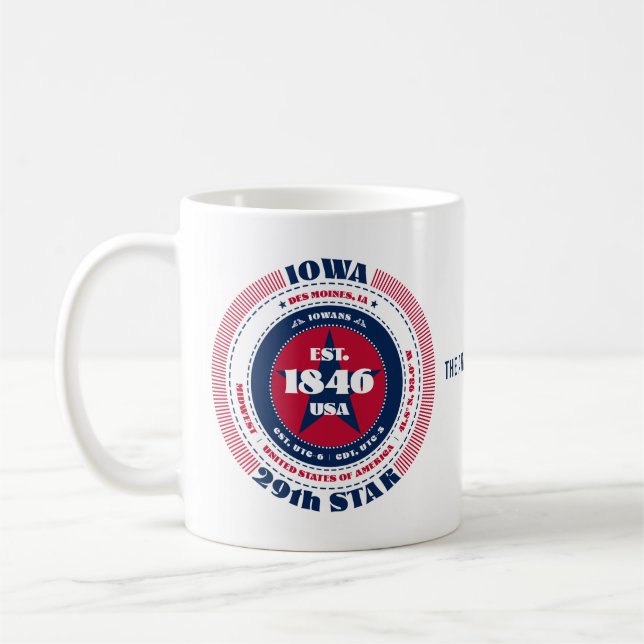 Iowa Patriotic Circular Monogram Tasse (Links)