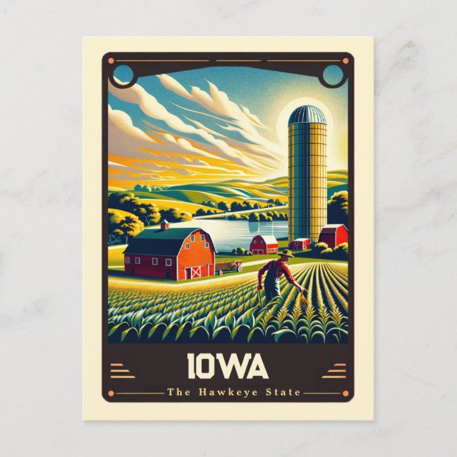 Iowa | Patriotischer Geist Vintag Postkarte (Vorderseite)