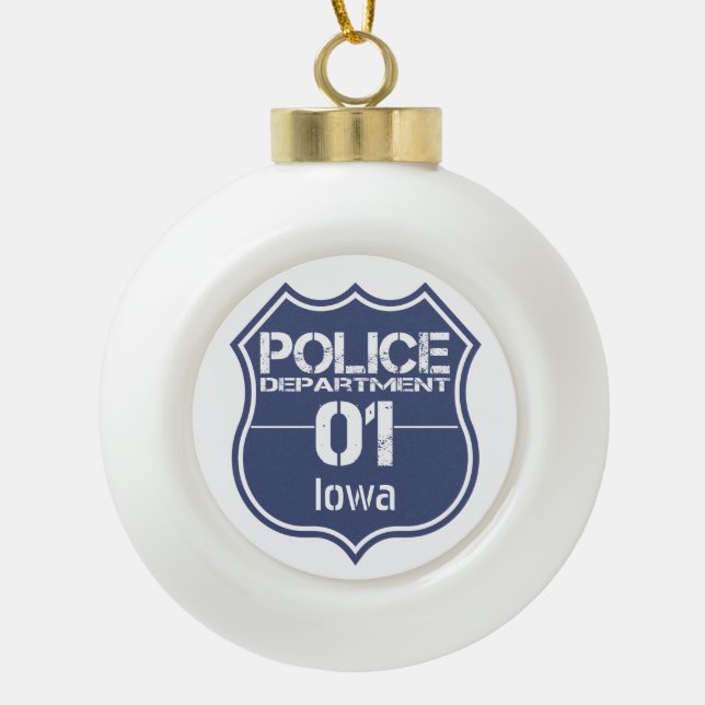 Iowa Police Department Shield 01 Keramik Kugel-Ornament (Vorderseite)