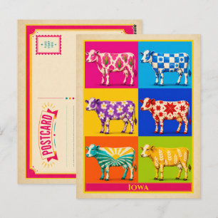 Iowa Postkarten-Kuh Vintage Pop Art Postkarte