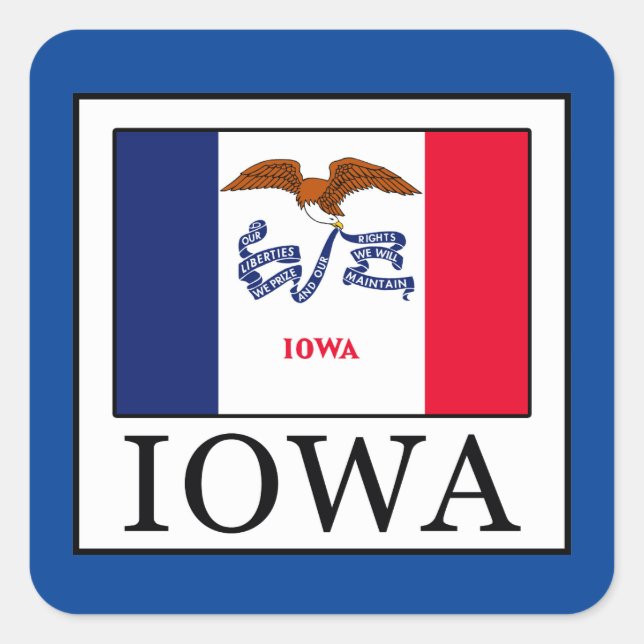 Iowa Quadratischer Aufkleber (Vorderseite)