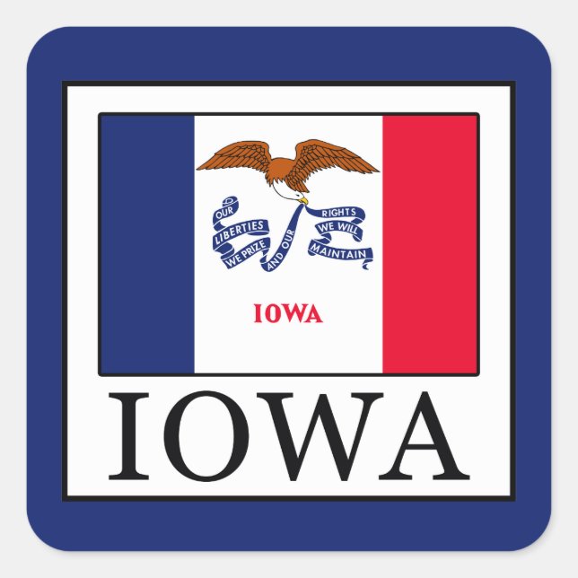 Iowa Quadratischer Aufkleber (Vorderseite)