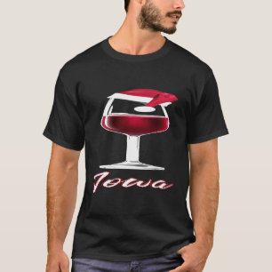 Iowa Red Wine Glass Weihnachtsmannmütze Weihnachte T-Shirt