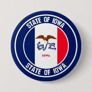 Iowa Round Emblem Button