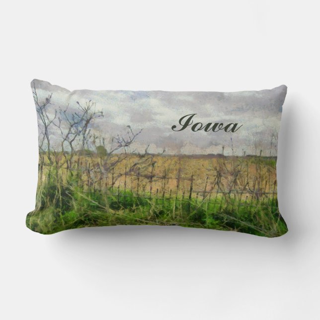 Iowa Schöne Landschaft mit alter Zäune Lendenkissen (Vorderseite)