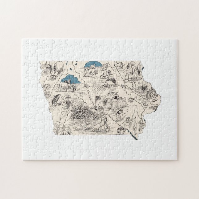 Iowa Shaped Iowan Hawkeye Vintage Bildkarte (Horizontal)