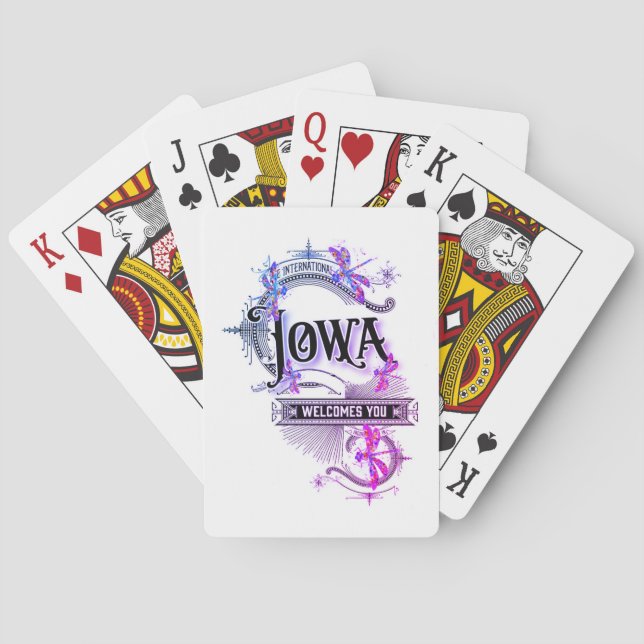 Iowa Spielkarten Vintage Illustration (Rückseite)