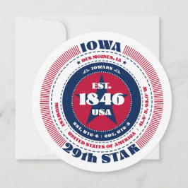 Iowa Staat Circular Typografy Flat Card