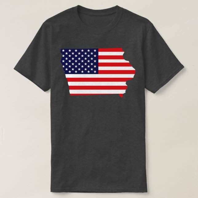 Iowa Staat Form Flag Hintergrund TShirt (Design vorne)