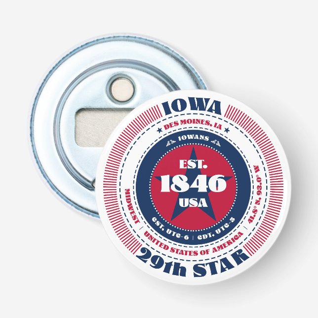 Iowa Staat Information Circle Flaschenöffner (Vorderseite)