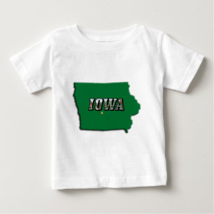 Iowa Staat Karte Green Kontur & Foto Text Baby T-shirt