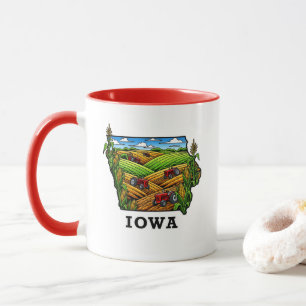 Iowa Staat Tattoo Style Cornfields Aarmland Tasse