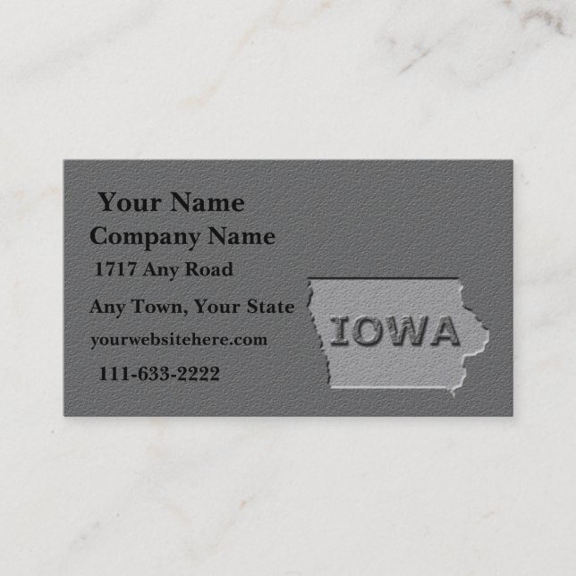 Iowa Staat Visitenkarte geschnitzten Stein Aussehe (Vorderseite)