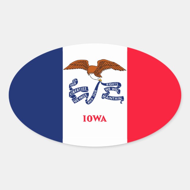 Iowa State Flag Design Ovaler Aufkleber (Vorderseite)
